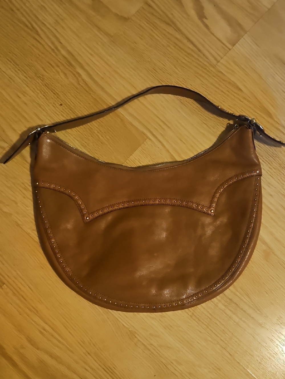 Michael Kors Cognac Leather Crescent Shoulder Bag